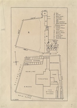 Photo:Copy of a plan of the Yorkshire Stingo tavern and bowling green taken from an 1847 conveyance